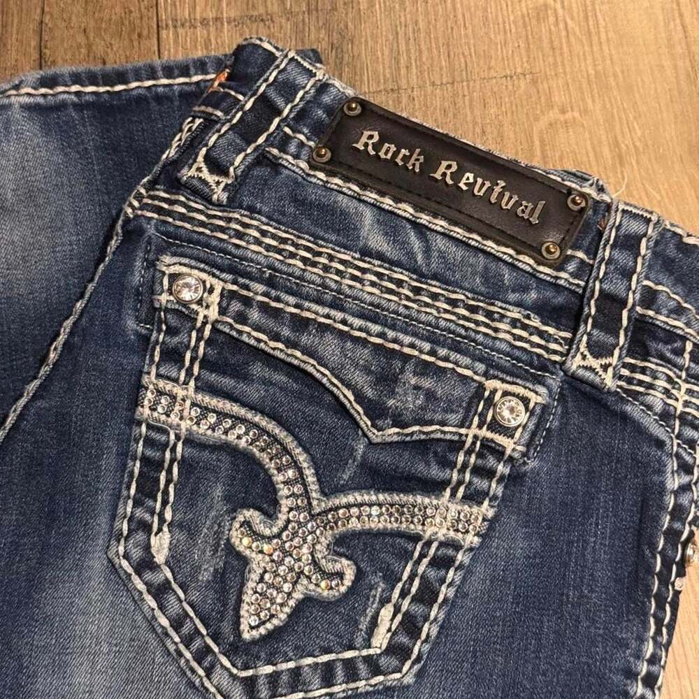 Rock Revival Vivian Easy Boot Mid-Rise Rhinestone Jeans Size 26 - Picture 3 of 6